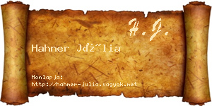 Hahner Júlia névjegykártya